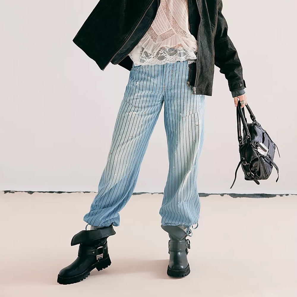 We The Free Don't Wait Up Pinstripe Boyfriend Jeans SIZE 27